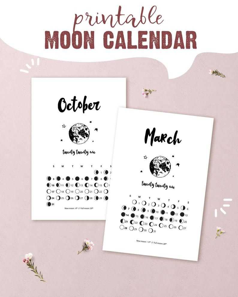 2021 Printable Lunar Calendar Moon Phase Calendar For