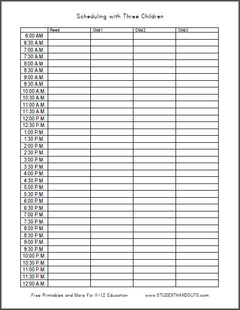 24 Hour Daily Schedule Template Printable | Daily Schedule