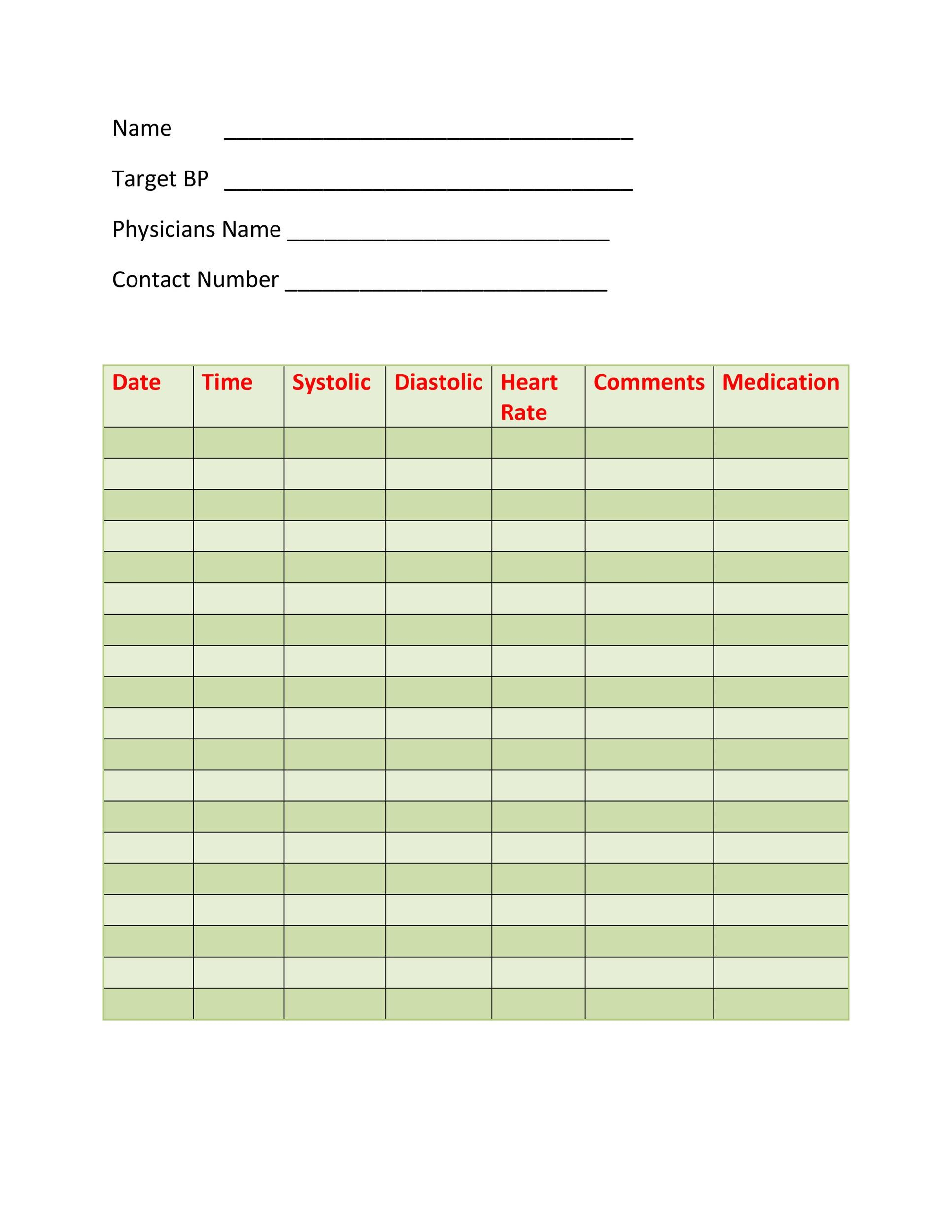 30+ Printable Blood Pressure Log Templates - Template Lab