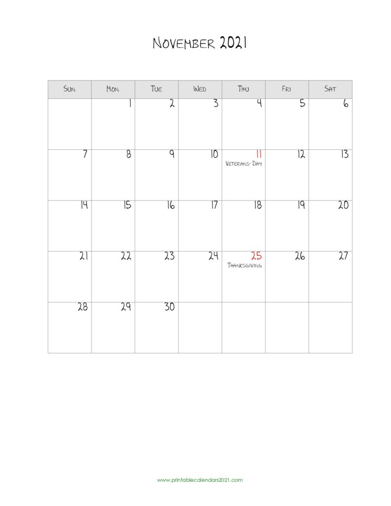 44+ November 2021 Calendar Printable, November 2021