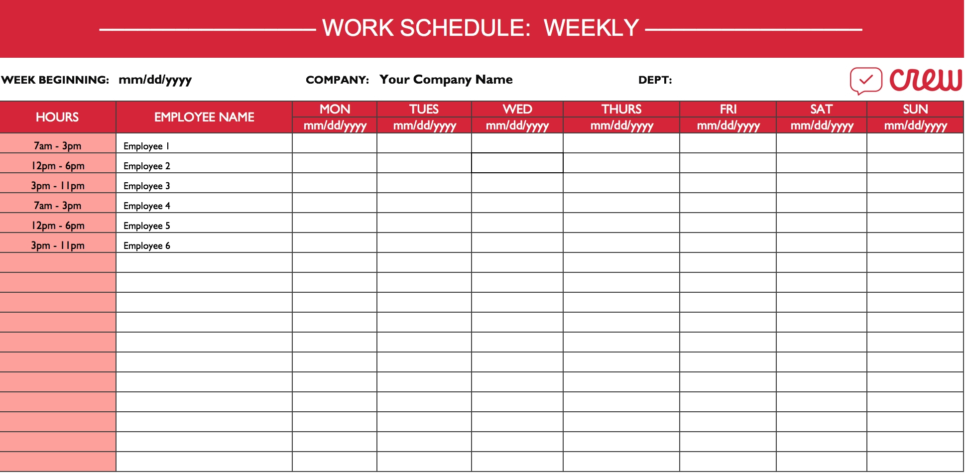 Best Editable Two Week Employee Schedule | Get Your