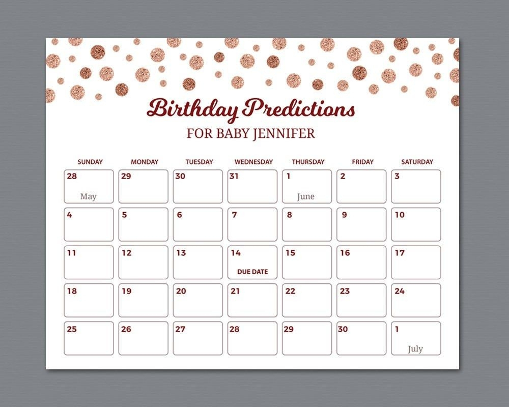 Best Guess The Due Date Calendar | Get Your Calendar Printable