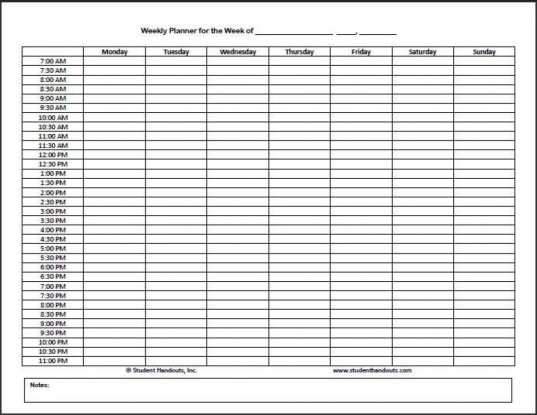 Blank Calendar With Time Slots | Printable Calendar