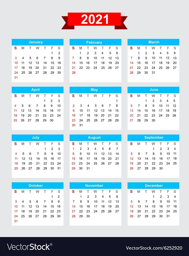 Calendar 2021 Days Numbered | Printable Calendar Template 2021