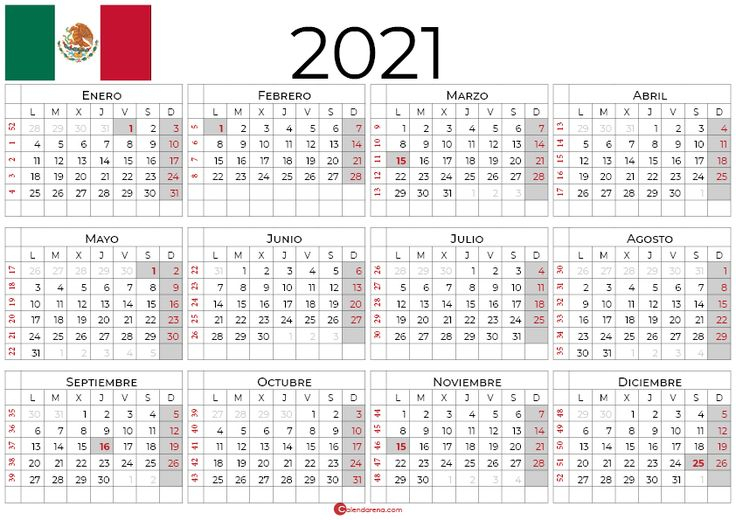 Calendario 2021 Mexico | Calendario, Dias Festivos Mexico