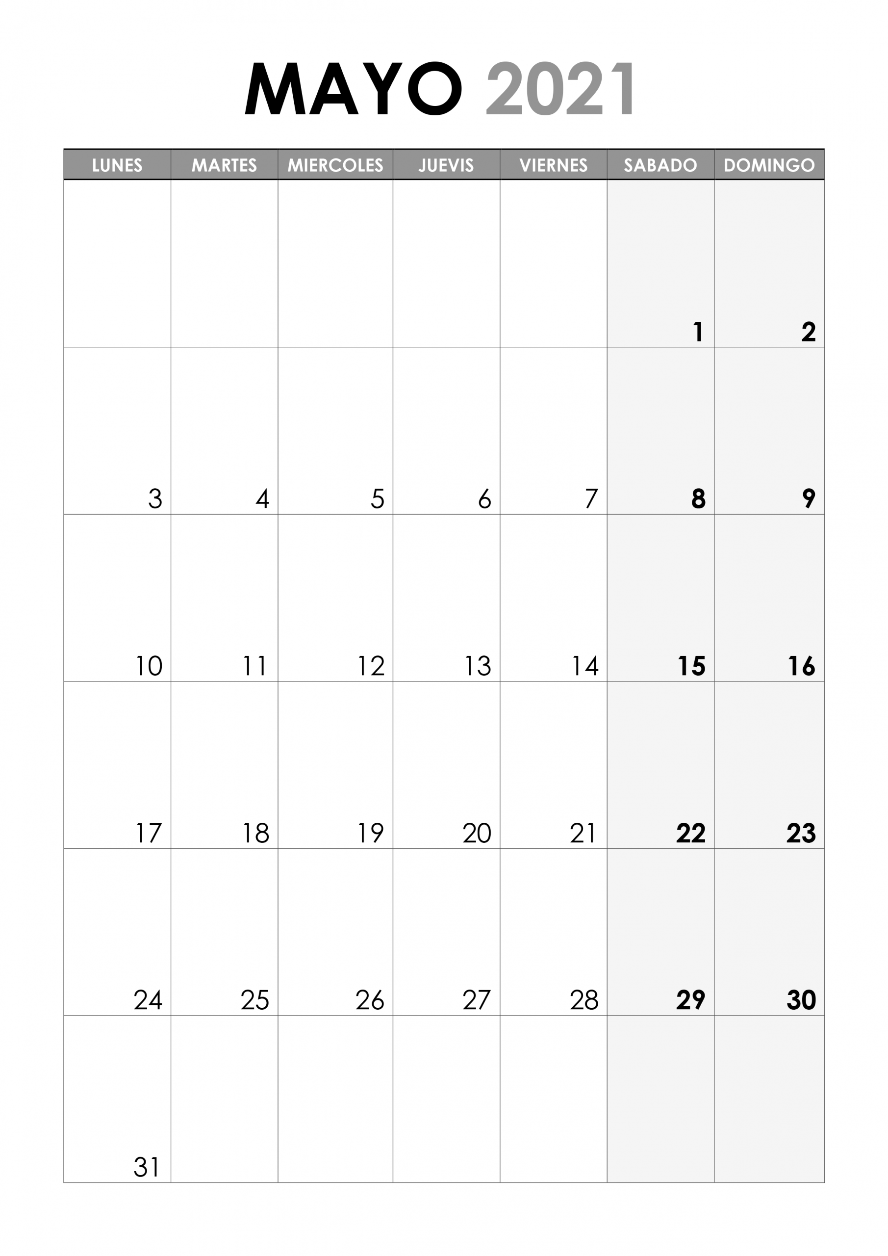 Calendario Mayo 2021 - Calendariossu
