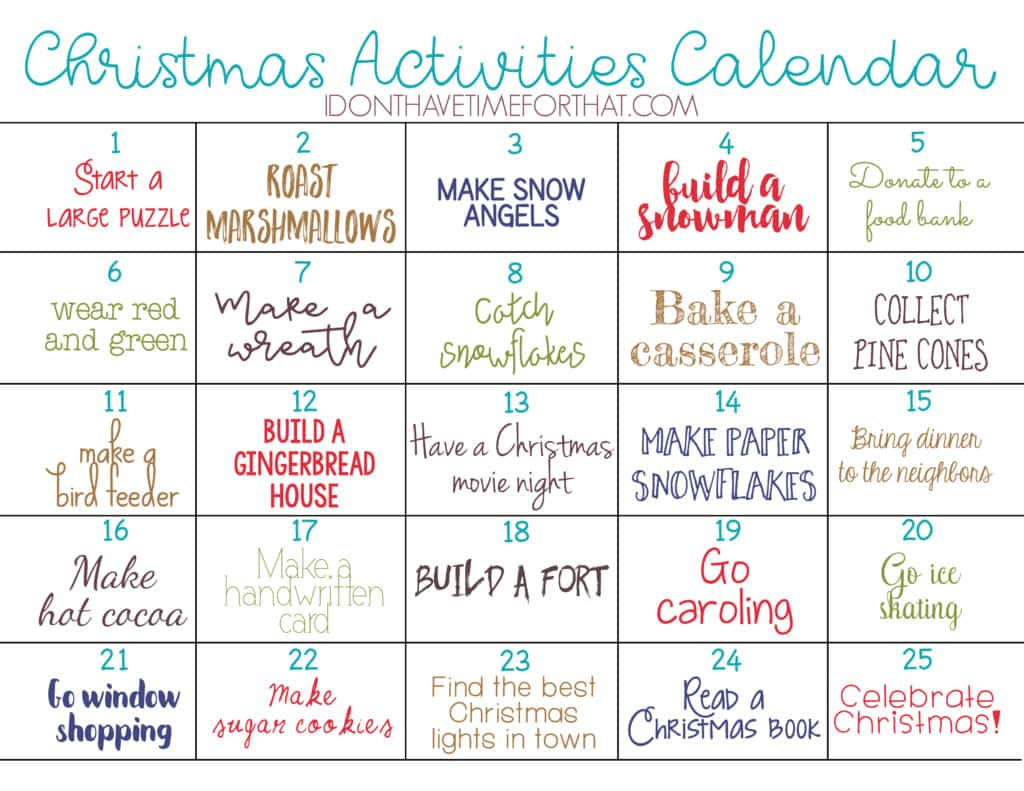 Christmas Activities Countdown Calendar! - I Don&#039;T Have