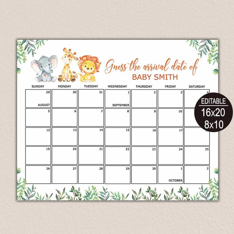 Due Date Calendar Game Guess Baby Birthday Calendar Baby