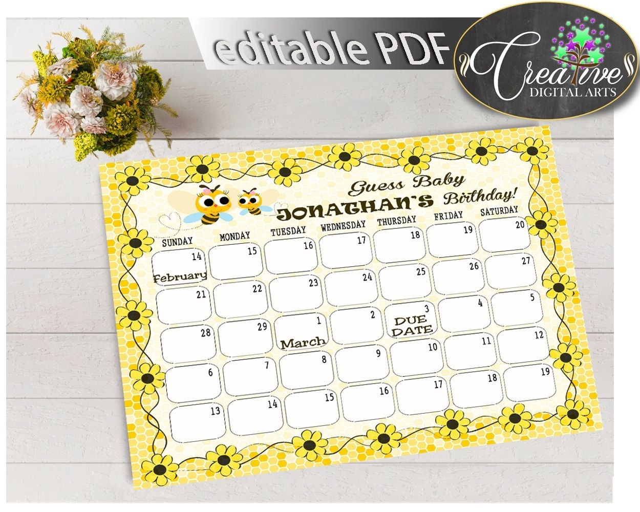 Due Date Guess February Calendar | Calendar Template 2021