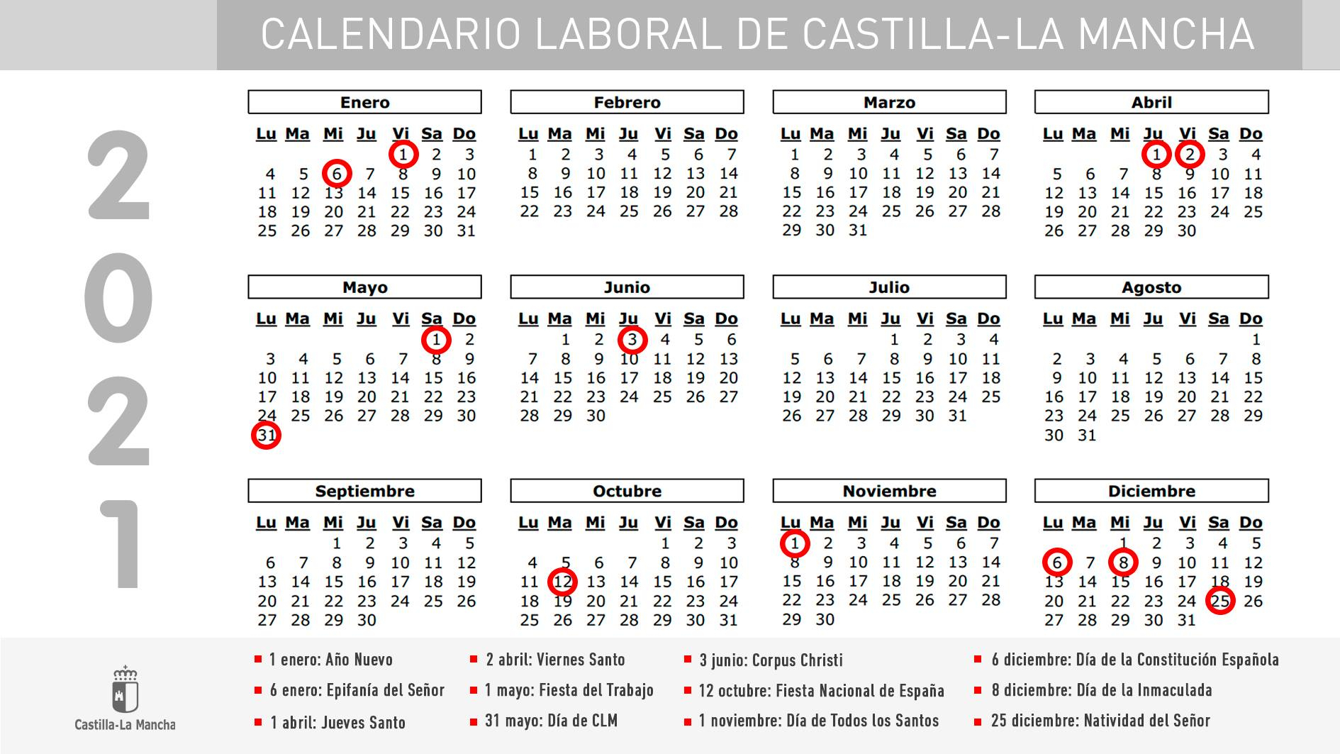 El Gobierno Regional Aprueba El Calendario Laboral De 2021