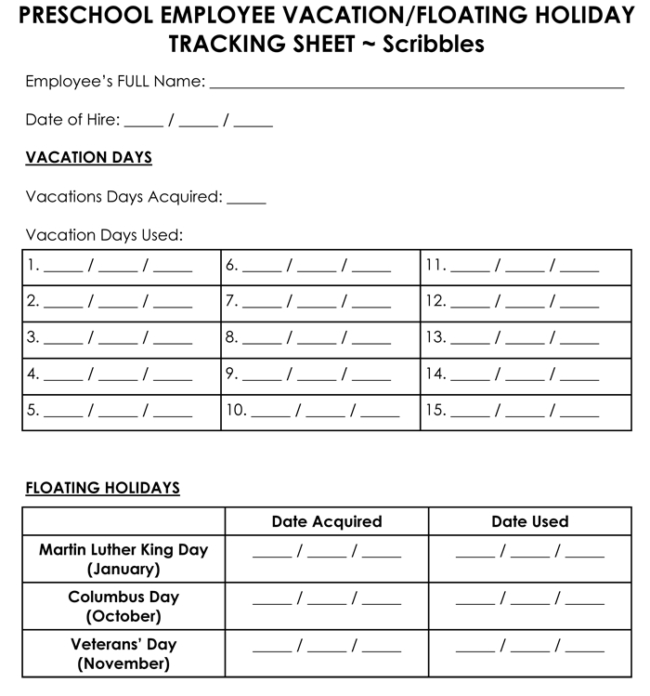 Excel Templates: 17 Staff Holiday Tracker