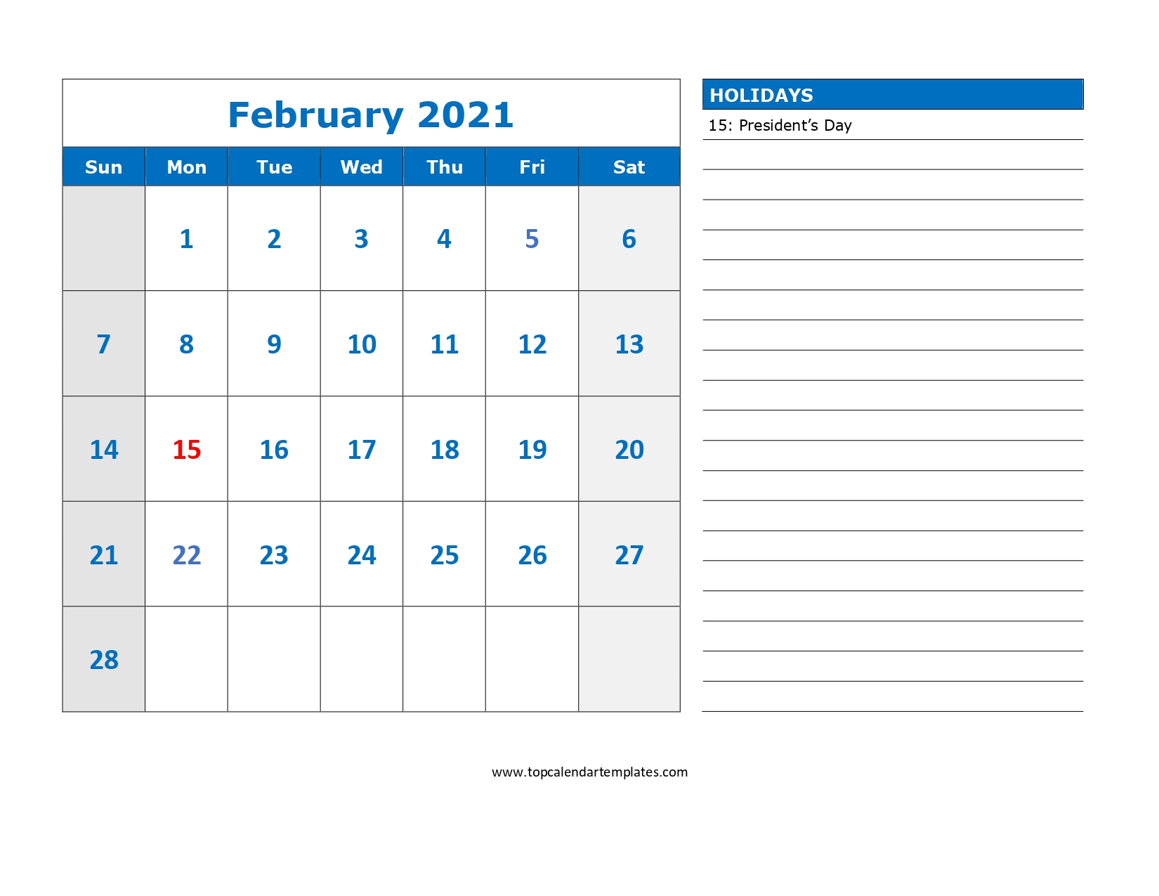 February 2021 Printable Calendar In Editable Format