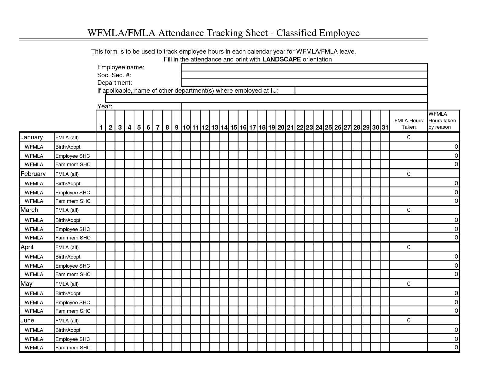 Free Employee Attendance Calendar 2018 | Calendar Template