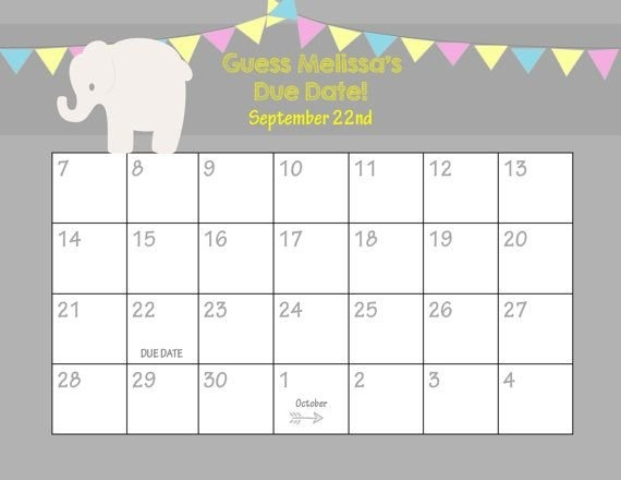 Free Guess The Due Date Template Photo | Calendar Template