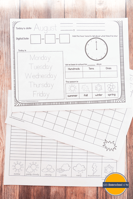 Free Kindergarten Daily Calendar Notebook