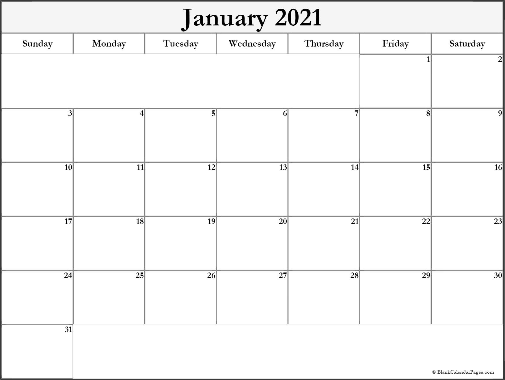 Free Printable Blank Calendar Pages 2021 | Printable Calendar