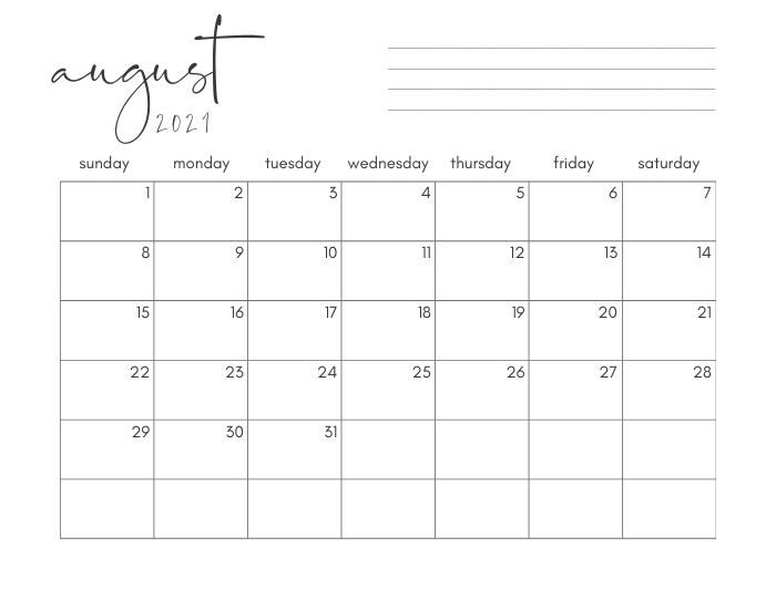 Free Printable Calendar (2021) - Easy To Download + Print