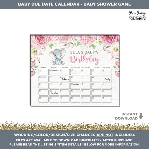 Free Printable Calendar For Guessing Due Date Graphics