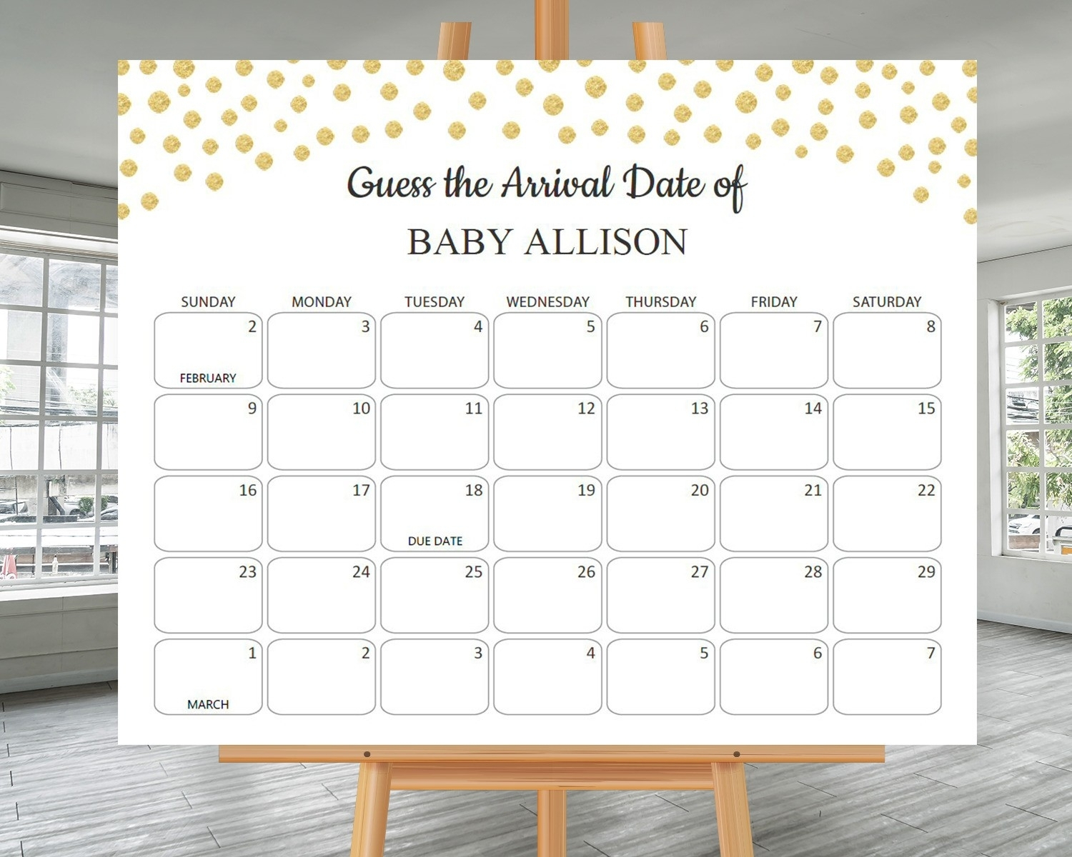 Guess The Due Date Game Free Printable | Calendar Template