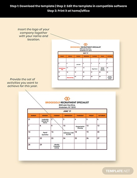 Hr Annual Planning Calendar Template - Pdf | Word (Doc