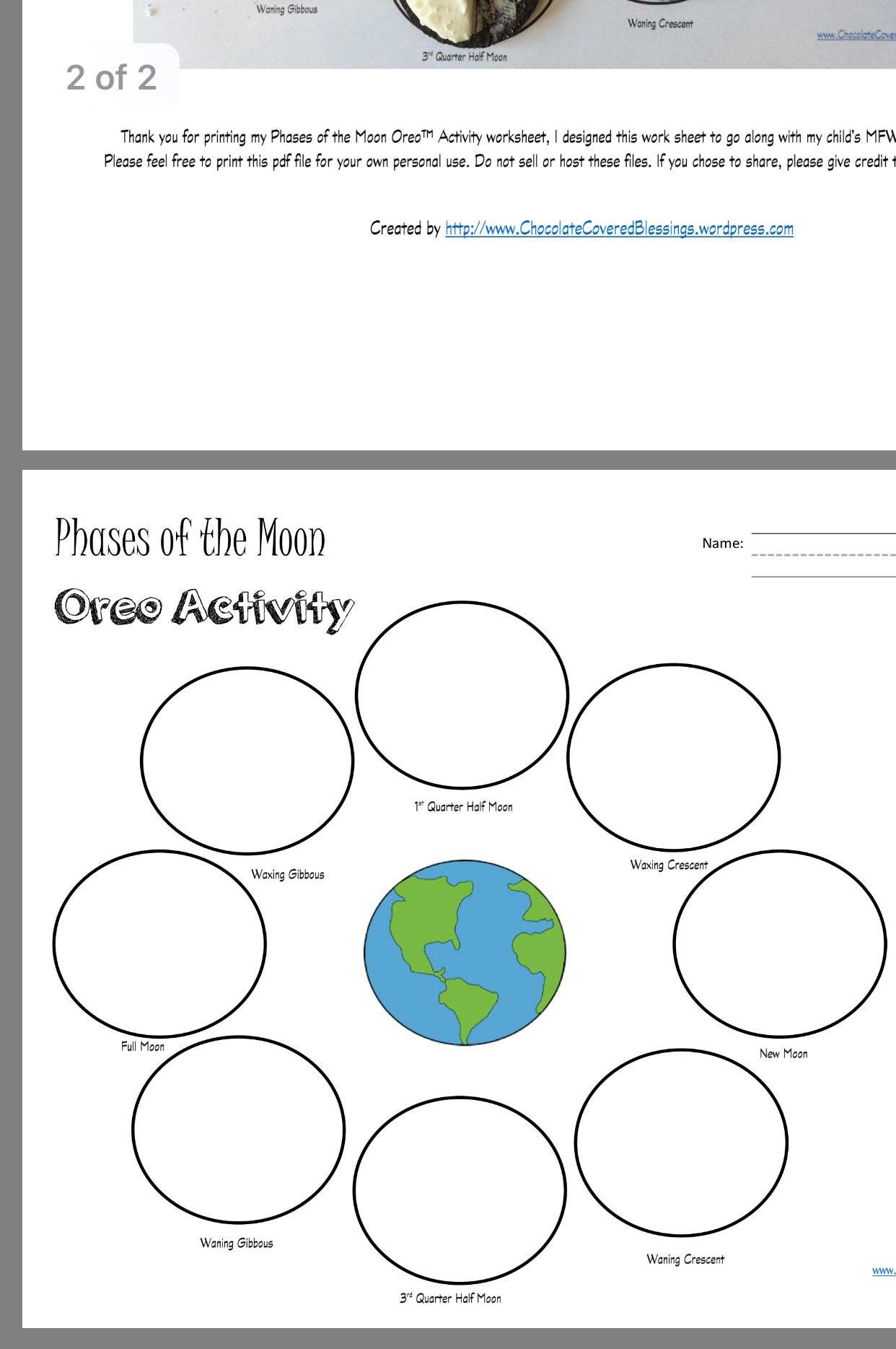 Moon Observation Calendar Worksheet | Calendar Template 2021