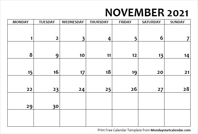 November Calendar 2021 Printable | Calvert Giving