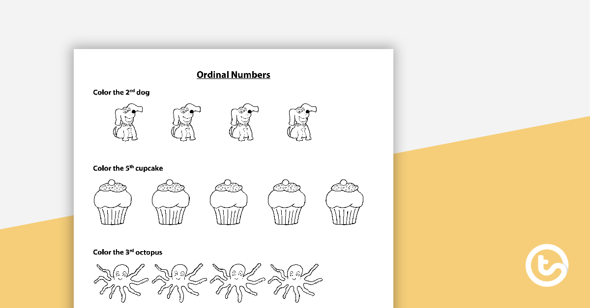 Ordinal Numbers Worksheet - Coloring And Matching Teaching