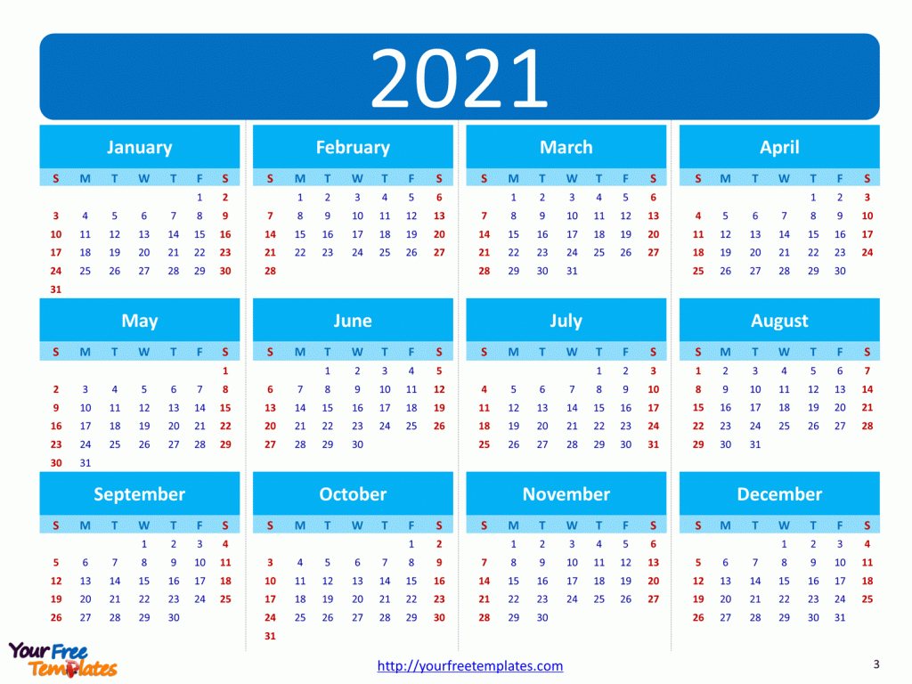 Printable Calendar 2021 Template - Free Powerpoint Templates