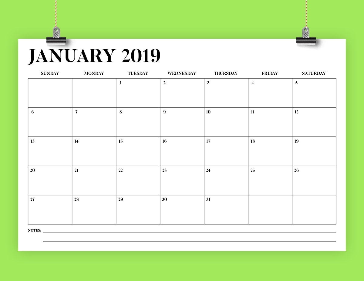 Printable Calendar Monthly 2019-2020 Free 11X17 Large