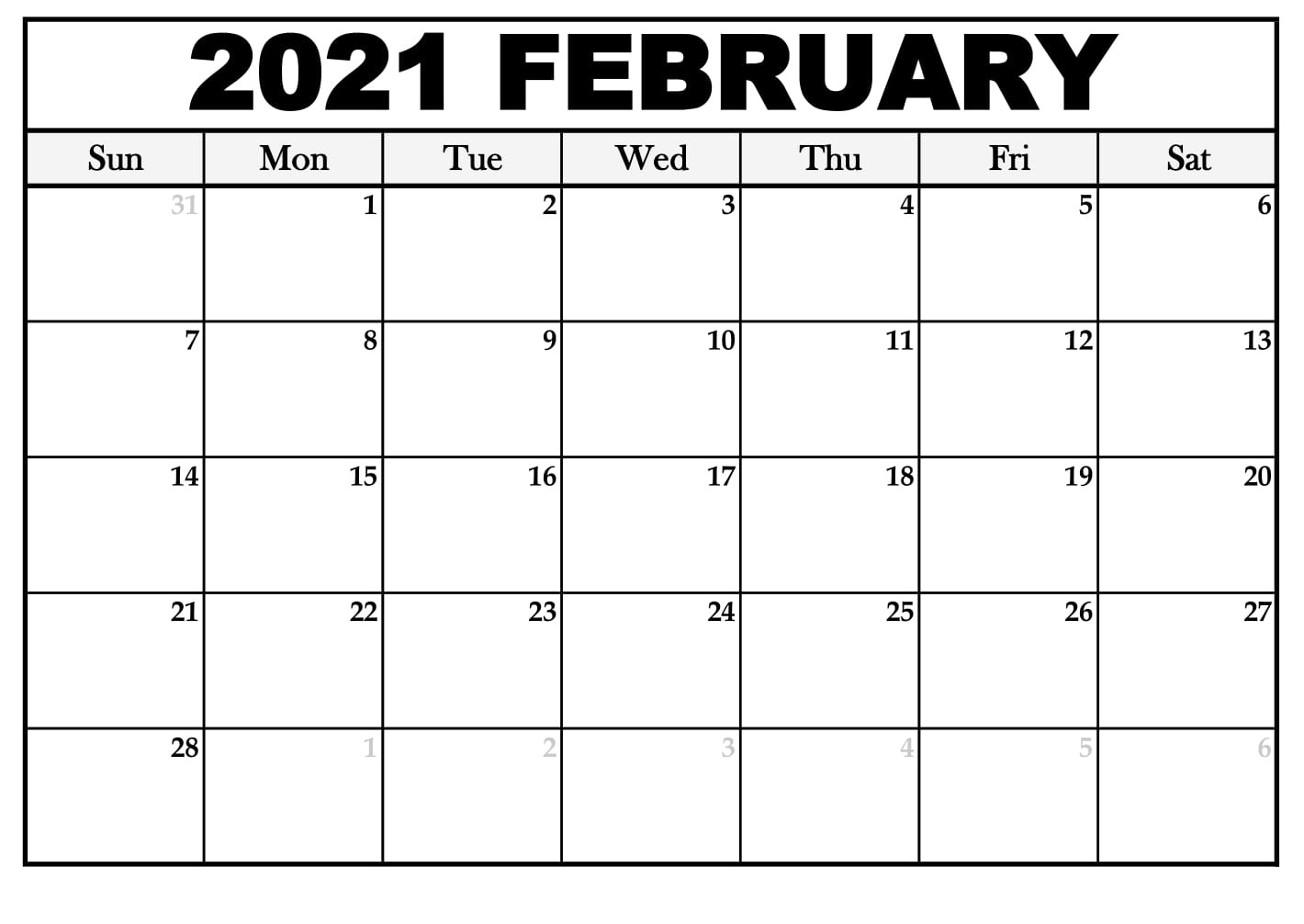 Printable February 2021 Calendar With Notes | Betacalender4U