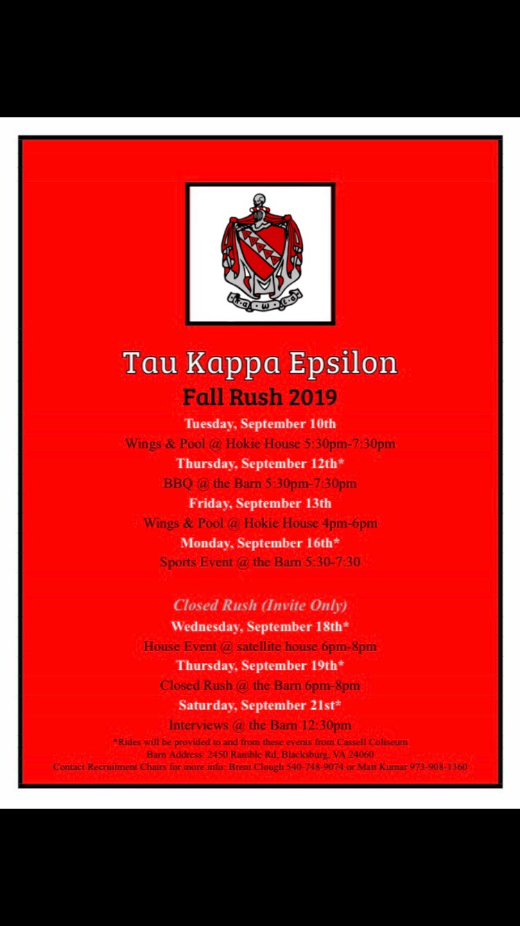 Recruitment Schedule And Contact - Interfraternity Council