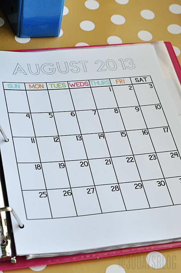 School Binder With Printables | School Calendar, School