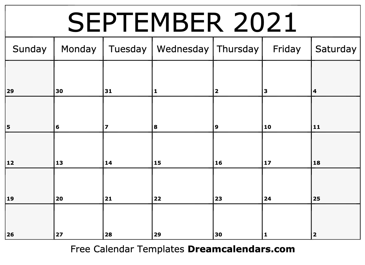 September 2021 Calendar | Free Blank Printable Templates