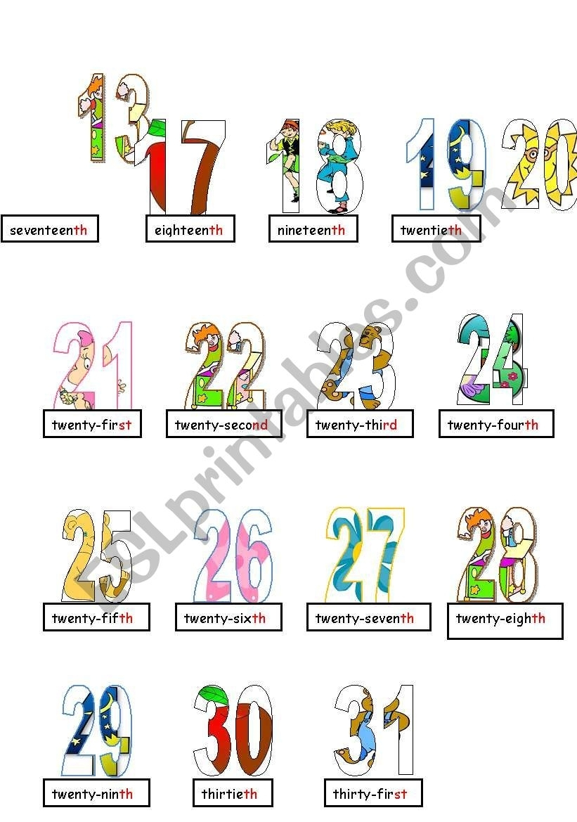 Take Ordinal Numbers 1 31 Printable | Best Calendar Example