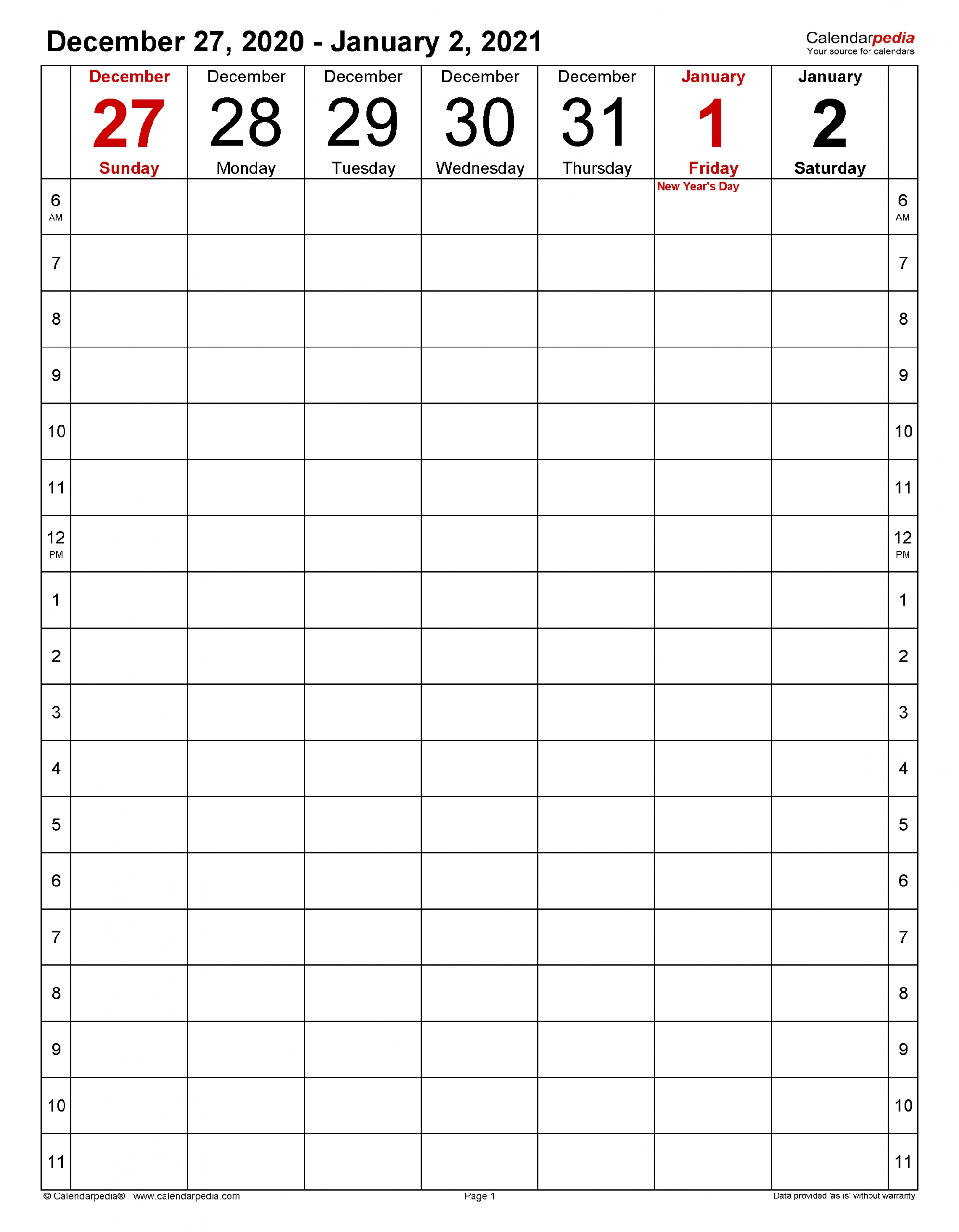 Universal Calendar 2021 With Time Slots | Get Your