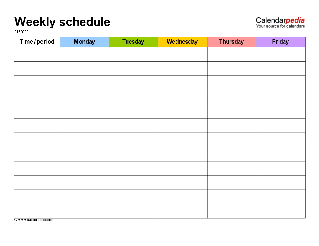 Weekly School Schedule Template | Templates At