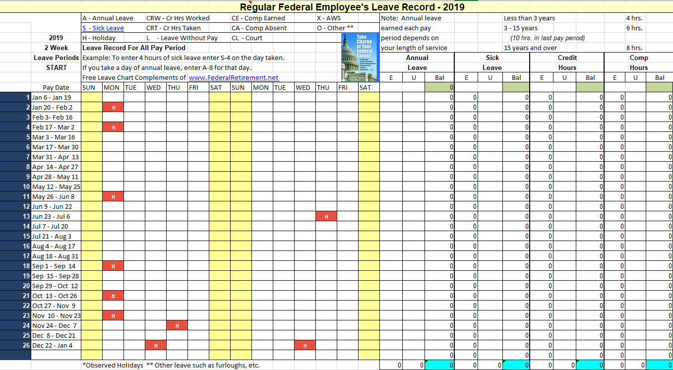 2019 Leave Chart &amp; Schedule Tracker Now Available