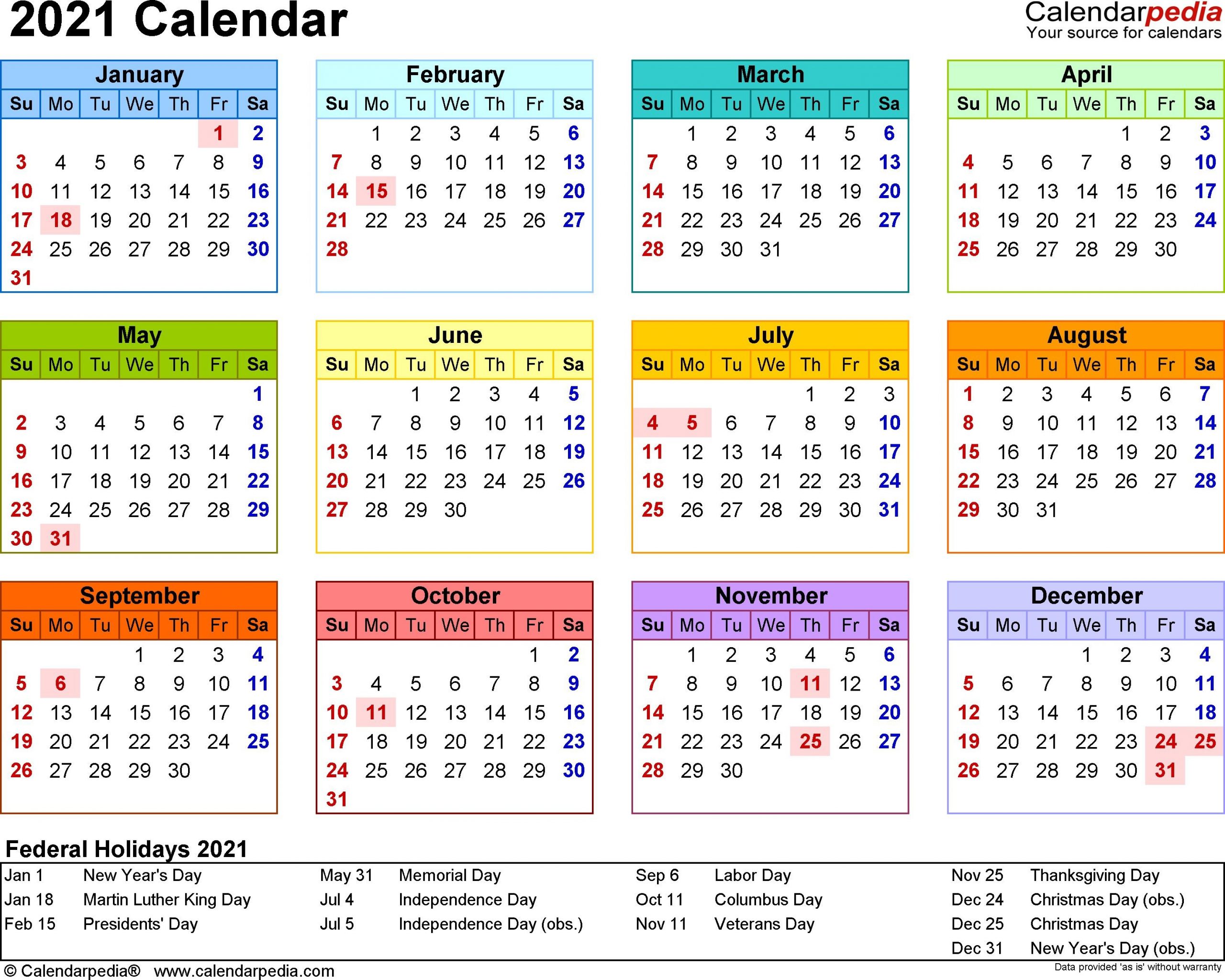 2021 Calendar Template 3 Year Calendar Full Page