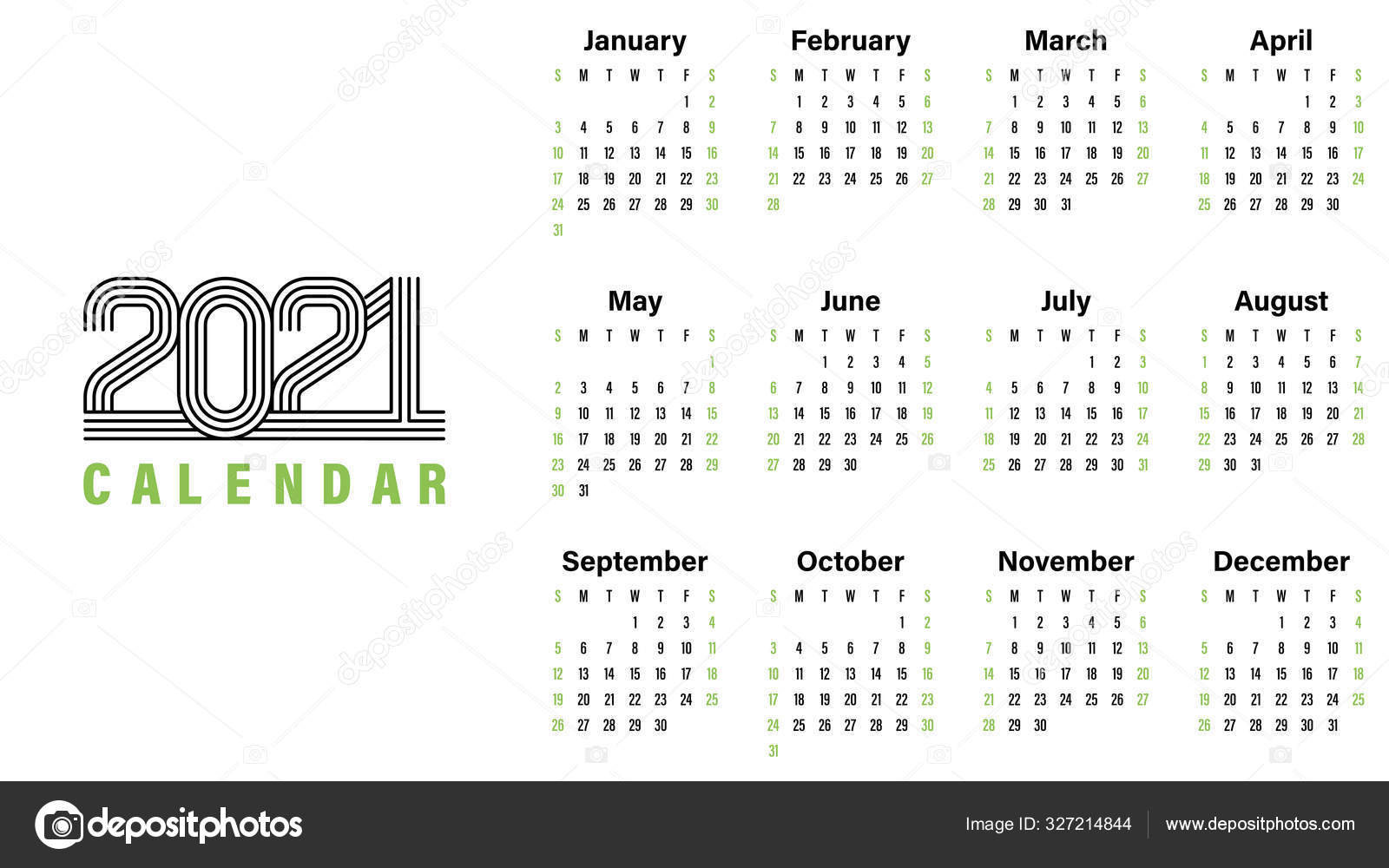 2021 Calendário Modelo Vetor Ilustração Projeto Simples