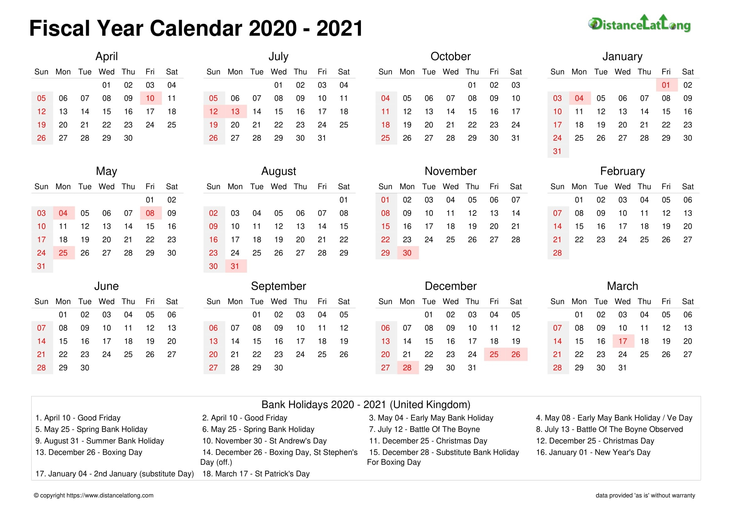 2021 Financial Year Dates Australia - Template Calendar Design