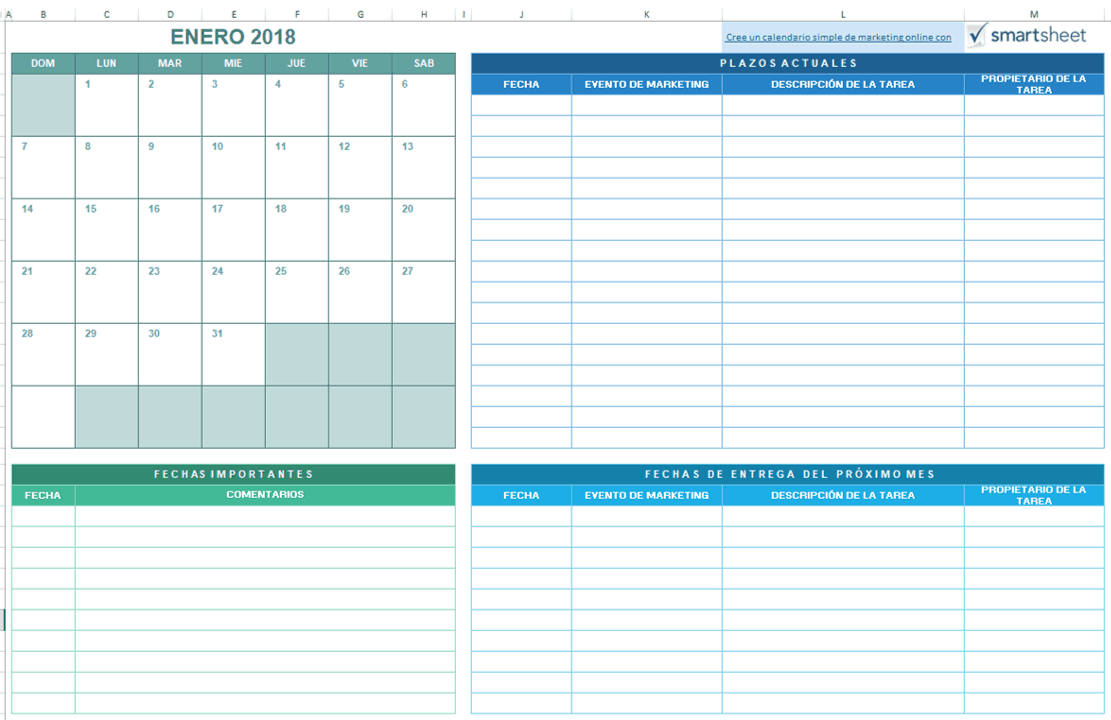 9 Plantillas De Calendario De Marketing Para Excel Gratis