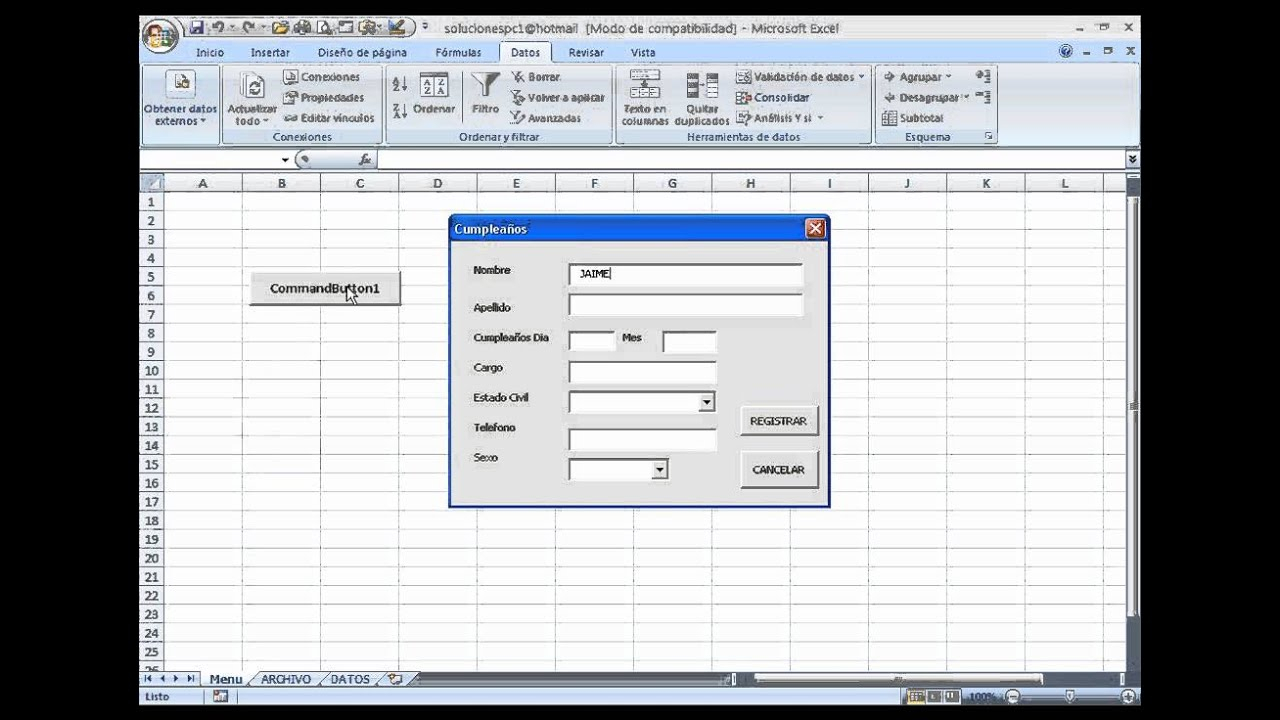 Agenda Automatizada Excel Part3Wmv - Youtube