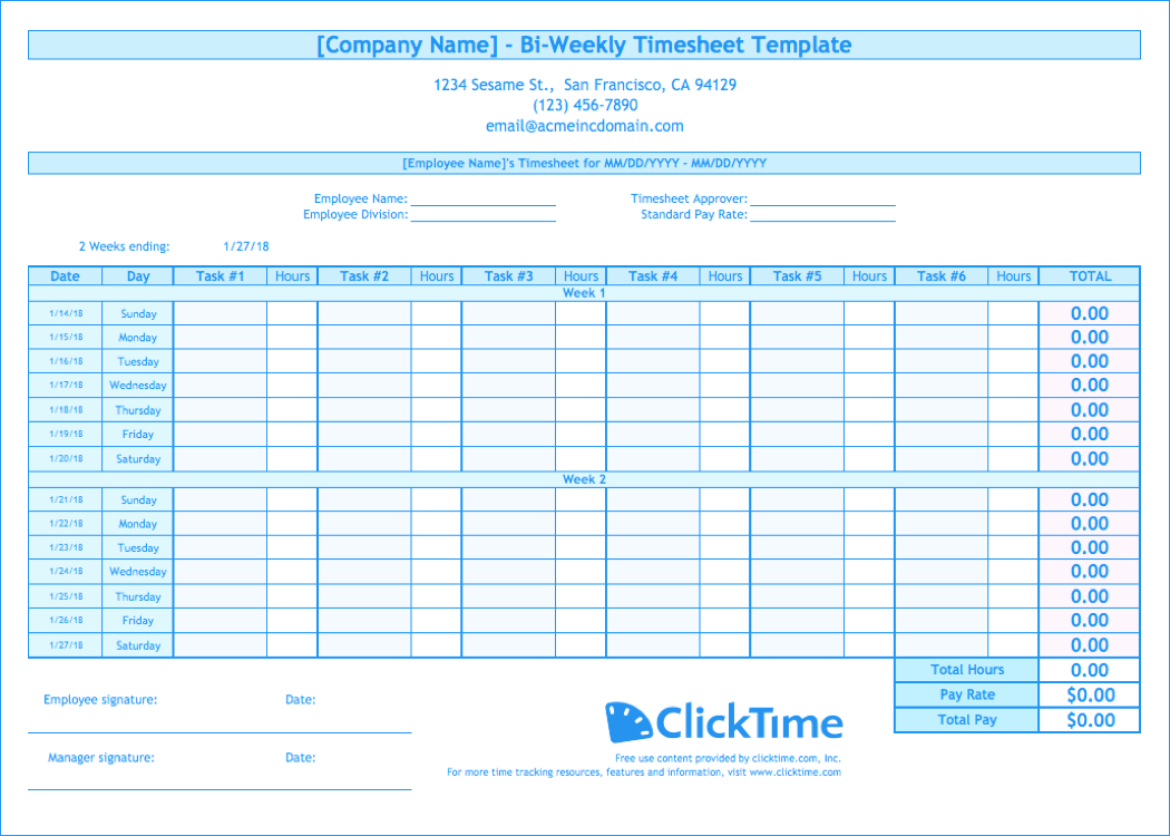 Bi Weekly Expenses Spreadsheet In Biweekly Timesheet