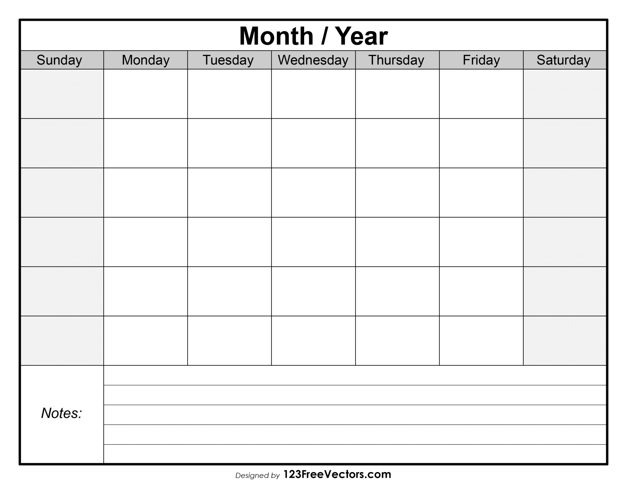 Blank Monthly Calendar Template