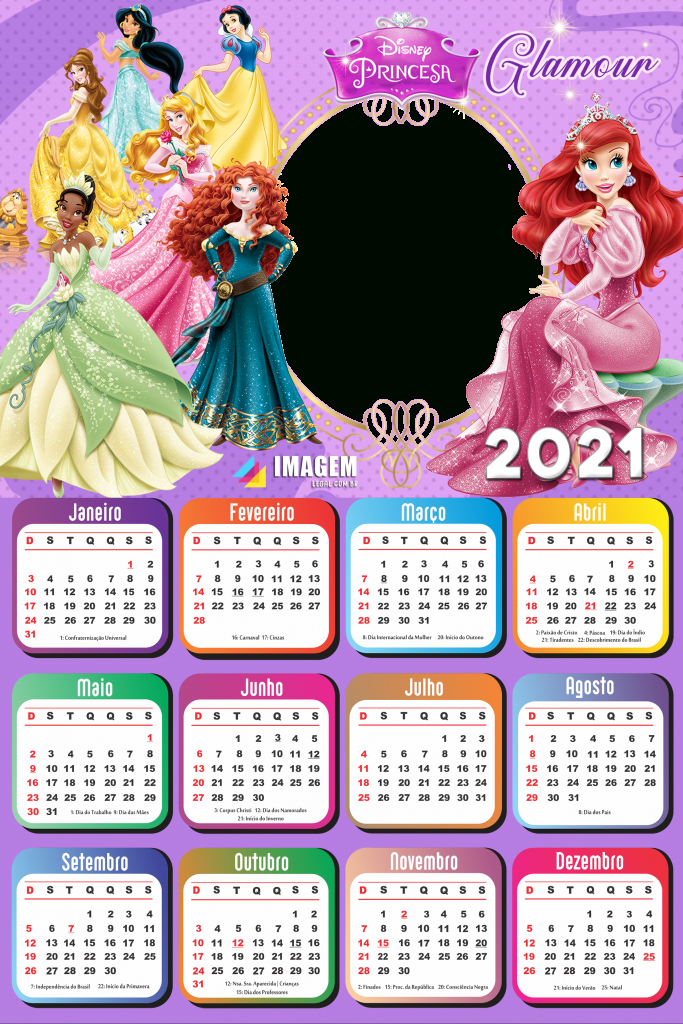 Calendário 2021 Png Infantil Para Foto Montagem | Imagem