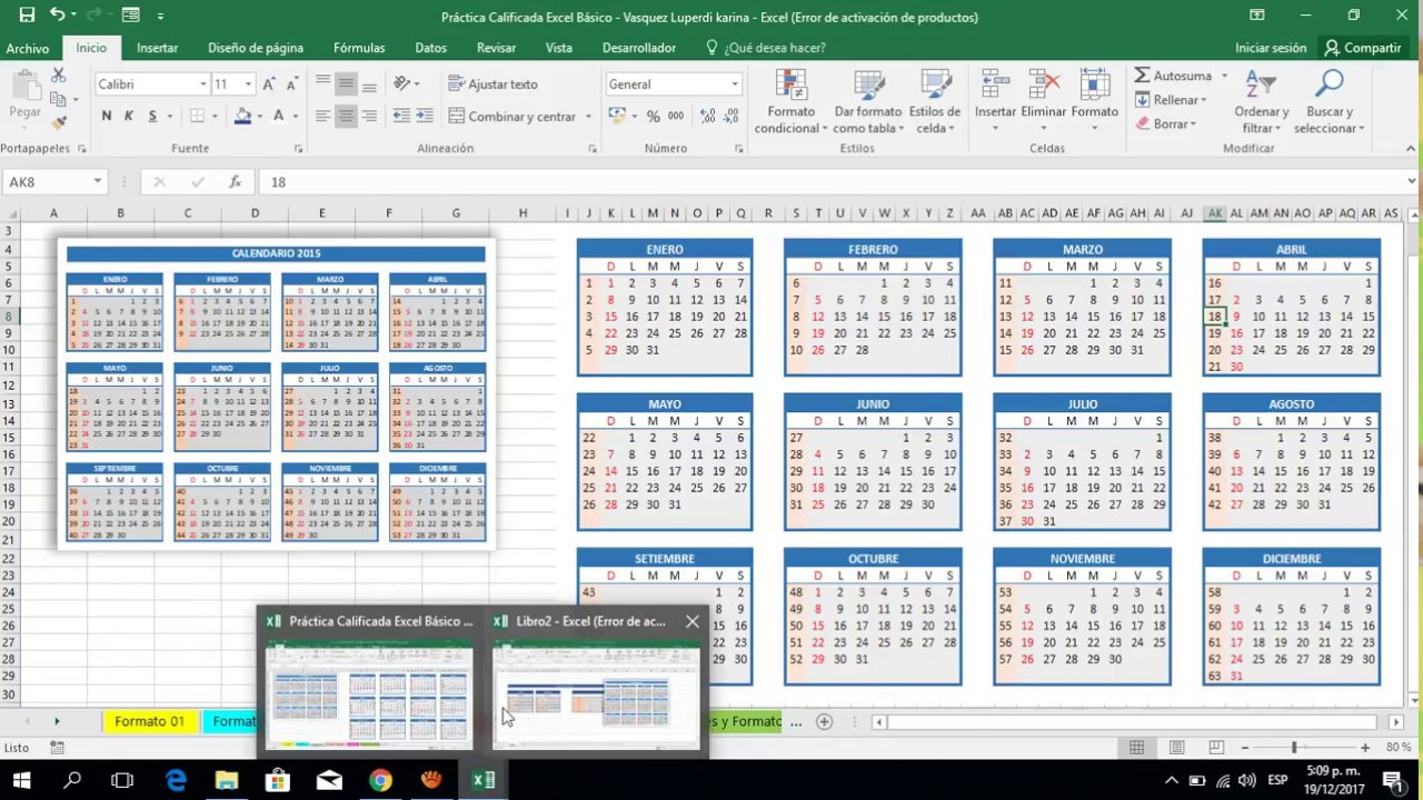 Como Hacer Un Calendario En Excel 2016 - Youtube