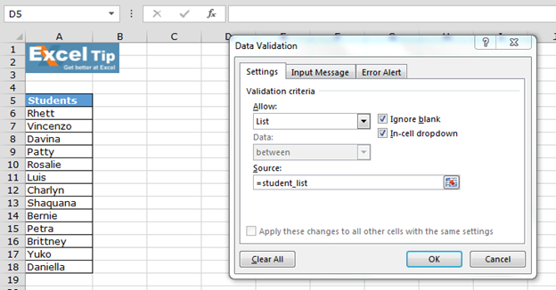 Create Drop Down Lists In Excel Using Data Validation