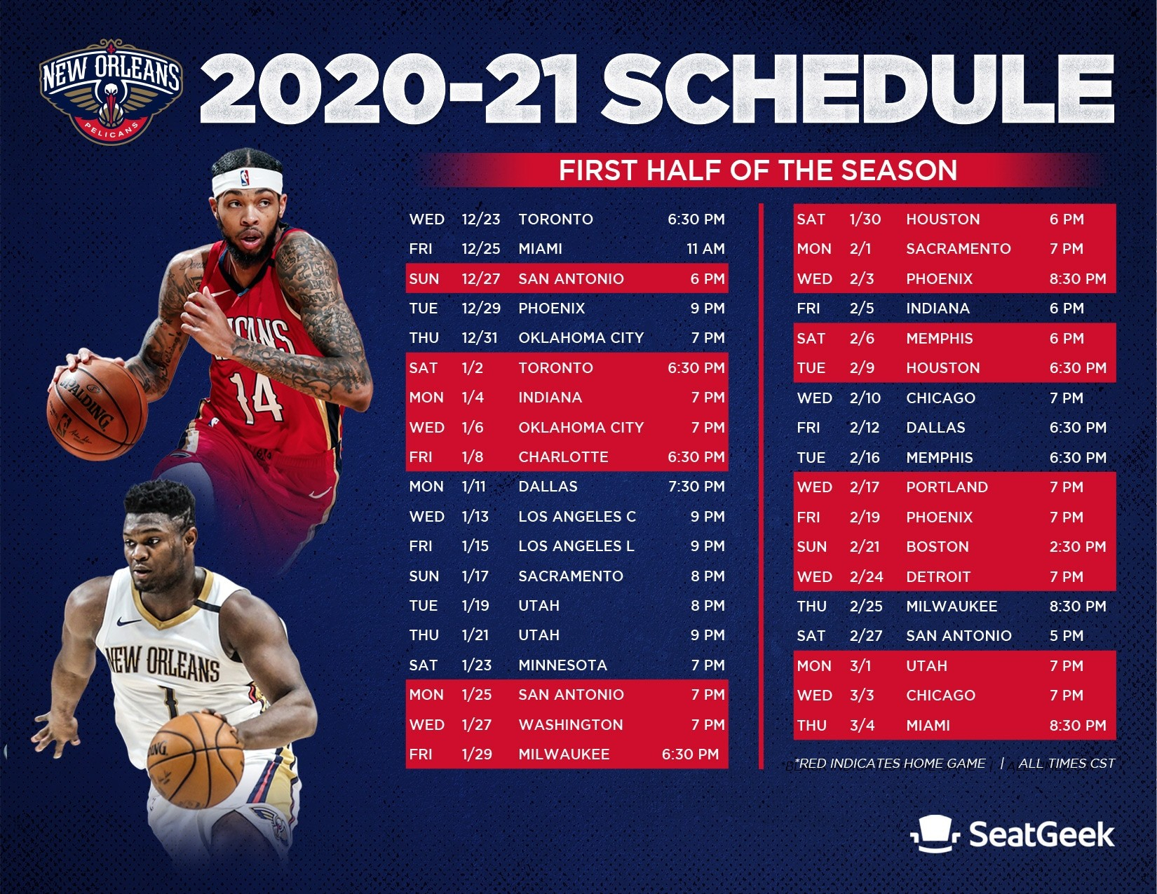 Download A Printable Pelicans 2020-21 Schedule