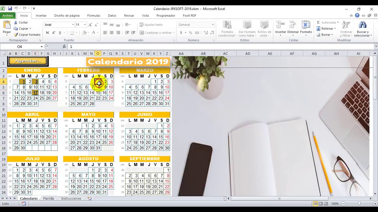 Gratis Nuevo Calendario Excel 2019 Muy Práctico Con Agenda