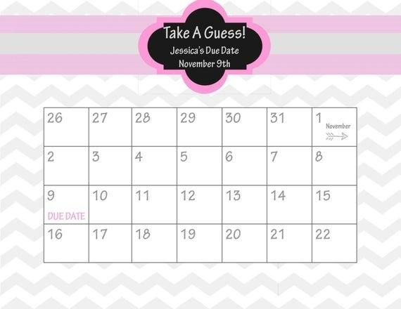 Guess The Due Date Calendar Template Image | Calendar